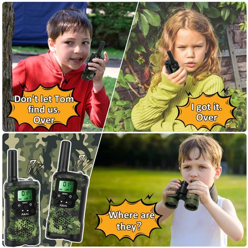 Walkie Talkies for Kids Toys Boys Aged 5+ Outdoor 2 Way Radio 22 Channel 3 Miles Range Camp Hunt Adventure Game Birthday 6 7 8 9 10 Year Old Gifts (Green)