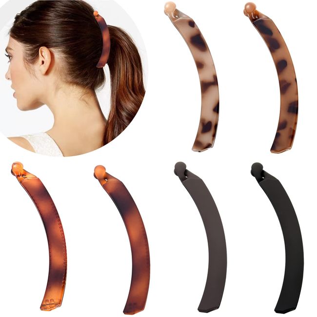 6 Stück Große Bananenspangen Bunten Bananen Haarspange für dickes Haar,Rutschfeste Pferdeschwanz Halter Clip für Damen und Mädchen