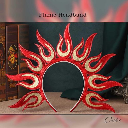 CASDRE Flame Headband Red Flame Headpiece Fire Headband Hair Hoop Halloween Party Rave Festival Hair Accessories for Women and Girls