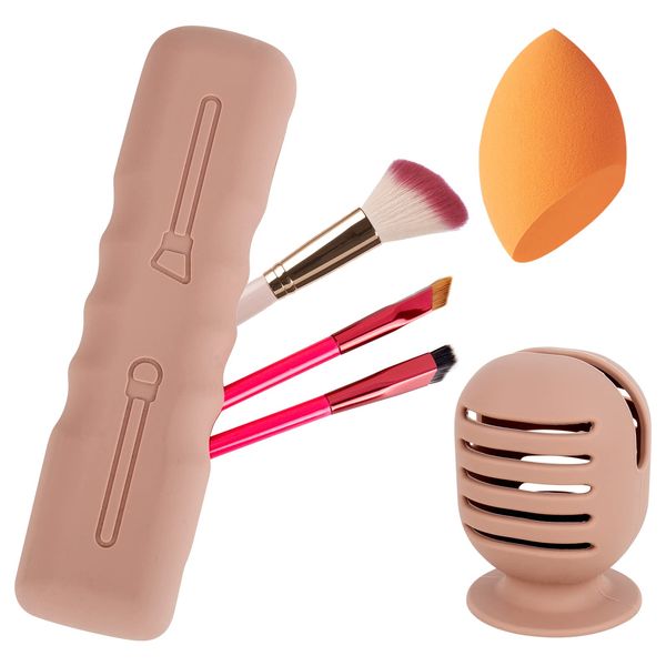 Silicone Makeup Brush Holder, Cute Beauty Sponge Blender Case Portable Makeup Sponge Holder, Waterproof Makeup Brushes Organizer Storage for Home Traveling