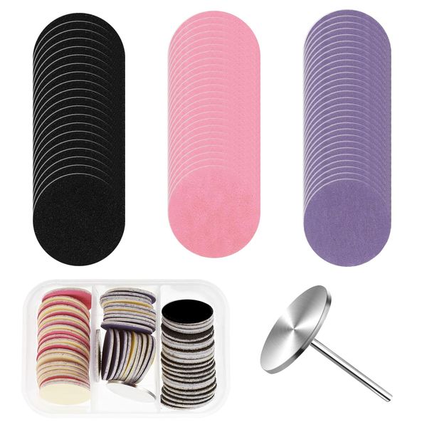 Sanding Paper Discs(#80#150#240 Grits) and Metal Nail Drill Bit Foot Files, Feet Grinder Sandpaper Sanding Disc, Sanding Paper Discs for Dead Skin Callus Cuticle Remover Manicure Pedicure