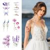 VIKSAUN 15 Sheets Flower Temporary Tattoo Sticker, Flowers Temporary Tattoos, Watercolor Purple Violet Lavender Temporary Tattoos, For Girl Kids Hand Face Ankle Neck Tatoos Stickers (15 Sheets)
