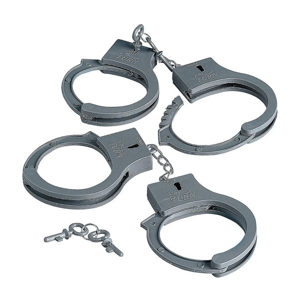 Fun Express - Plastic Handcuffs W/2 Keys - Toys - Active Play - Gags & Magic - 12 Pieces