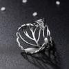 GemShadow Women 925 Sterling Silver Open Hollow Statement Band Leaf Ring