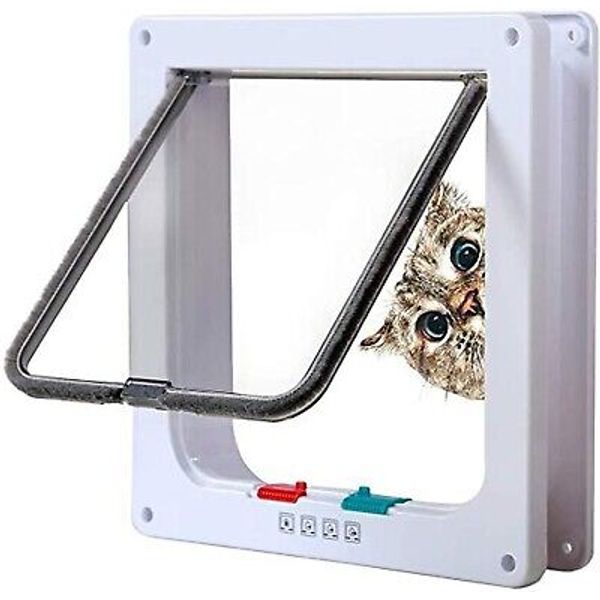 Large Cat Door for Interior Exterior Doors, Quiet 4 Way Locking Pet Door Flap...