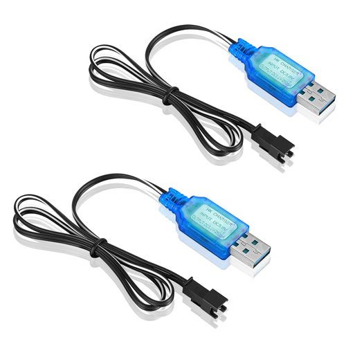 RUIZHI 2pcs 3.7V HSP USB Charging Cable with SM-2P Plug, USB Charging Cable, SM-2P Male NI-MH Battery USB Charger Cable for RC Drone, Vehicles