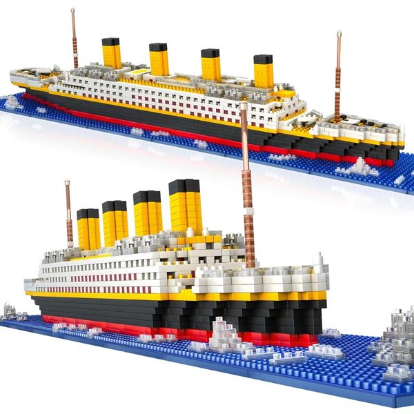 1860PCS Mini Blocks Titanic Ship Model Kit, Titanic Ship Toy Titanic Building Block Set, Titanic Toys for Kids Mini Bricks 3D Puzzle DIY Educational Titanic Toys for Kids Adults