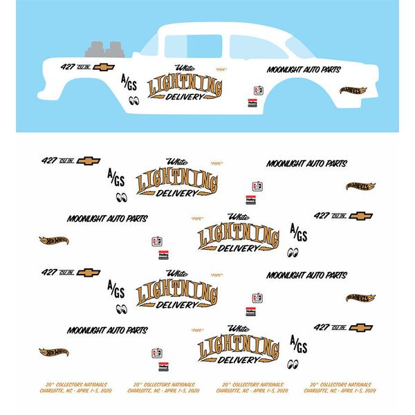 Universal Water Slide Decals For Hot Wheels '55 Gasser Wht LIGHTNING DELIVERY 01