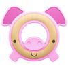 Nuby Natural Wood & Silicone Teether: Pig, 3M+, Pink