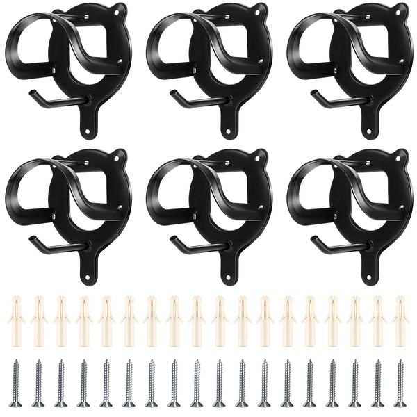 6 Counts Horse Bridle Rack Bridle Bracket Bridle Hooks Horse Tack Storage Halter Hanger Metal Bridle Holder with Tubes and Screw for Horse Barn Supplies, Black