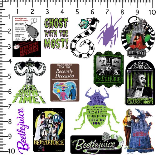 Beetlejuice 200ct Vinyl Large Deluxe Stickers Variety Pack - Laptop, Water Bottle, Scrapbooking, Tablet, Skateboard, Indoor/Outdoor