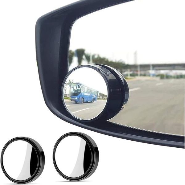 KEWAYO 2 Pack Automotive Blind Spot Mirrors, Small Round Convex Adjustable 360°Rotate Wide Angle Car Rear View Nirror for All Universal Vehicles Car Fit Stick-on Design