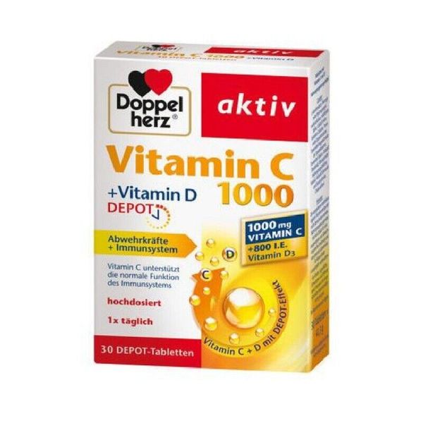 Doppelherz Aktiv vitamin C 1000 + vitamin D3 30 tablets