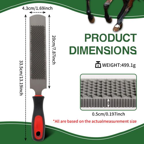 USUNFARN 12 Inches Hoof Rasp for Horses,Carbon Steel Hoof Picks for Horses with Rubber Handle,Double-Sided Hoof Farrier Rasp,Suitable for Horse/Goat/Cow/Donkey/Animal Hooves Farrier Tools (12 Inch)