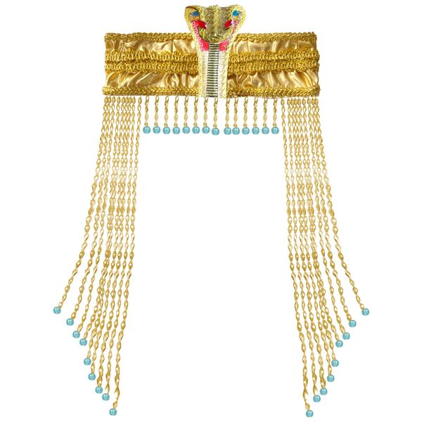 Cleopatra Headpiece Egyptian Headpiece for Women Egyptian Costume Accessories Beaded Headdress Cleopatra Costume Hat Cleopatra's Headdress Jewelry for Cosplay Party Carnival Halloween Gold Color