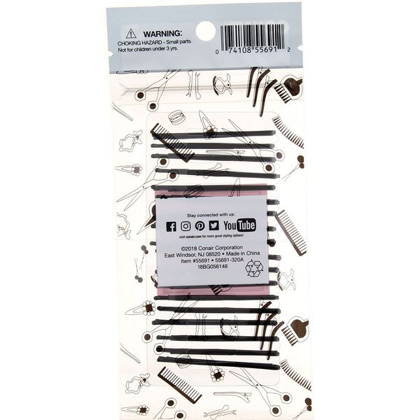 Conair Dent Free Bobby Pins, Black, 18 Ct