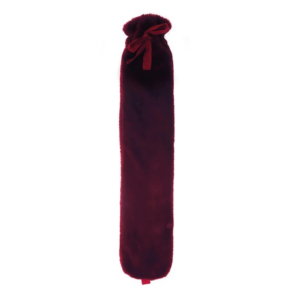 Long Hot Water Bottle Red Faux Fur 2 litres