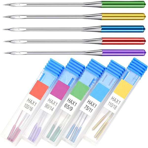 Sewing Needles, Household Sewing Needles, 5 Sizes, 15 Pieces, Universal Sewing Needles Set, Sewing Machine Accessories, Storage Case Included, For Home Use (9#/11#/14#/16#/18#, 3 Each Piece)