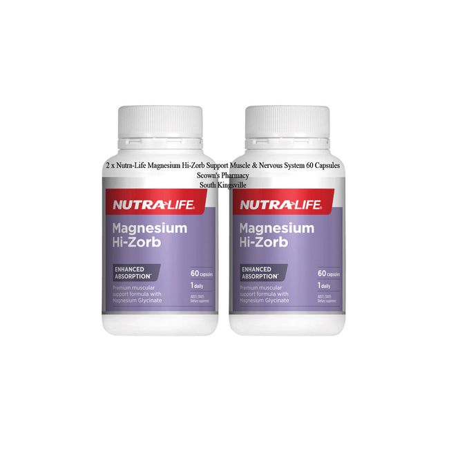 2 x Nutra-Life Magnesium Hi-Zorb Support Muscle & Nervous System = 120 Capsules