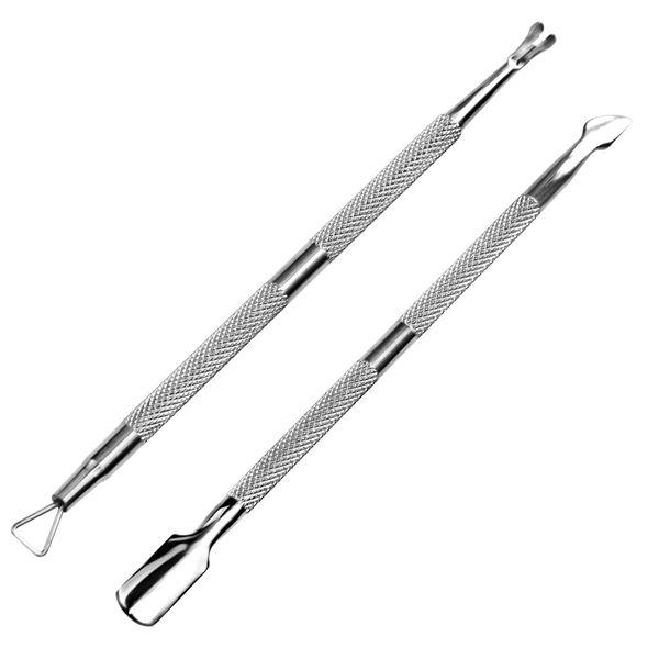 HIFAU 2PCS Premium Cuticle Pusher and Cutter, Manicure Tools Set for Fingernail and Toenail