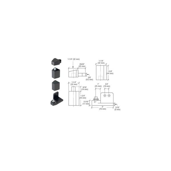 Pivot Hinge Set Right Hand Reverse Bevel Type Dark Bronze Finish