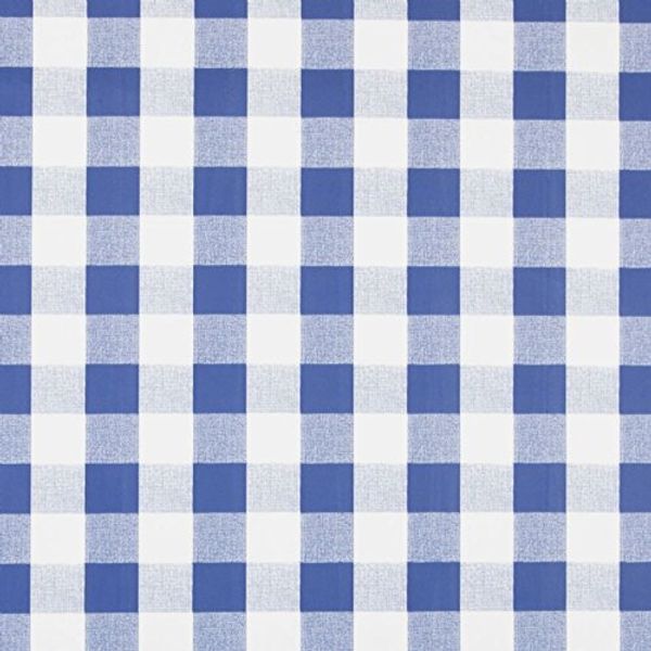 Jolee Fabrics Blue and White Gingham PVC Vinyl Round Tablecloth - 100cm