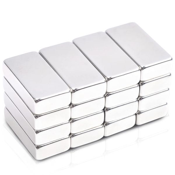 16pcs Super Strong Square Neodymium Magnet Cuboid Strong Magnet 20x10x5mm Small Rectangle Magnets,Bar Magnets for Refrigerator, Office, Whiteboard, DIY Tools, Crafts