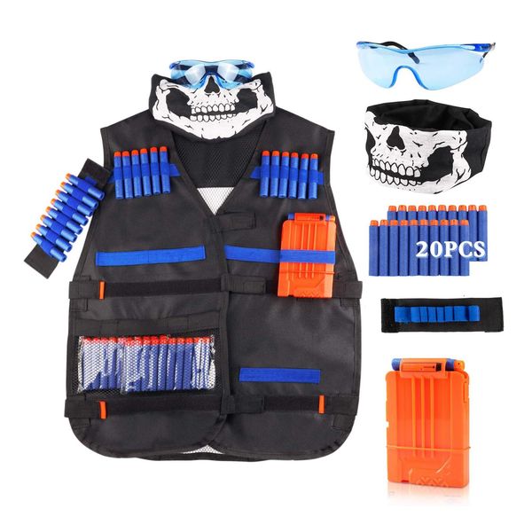 LUUFAN Tactical Vest Kit for NERF Guns with Reload Clips, Refill Darts, Wrist Band, Tactical Mask Protective Glasses for Boys Girls Kids Birthday Thanksgiving Gift