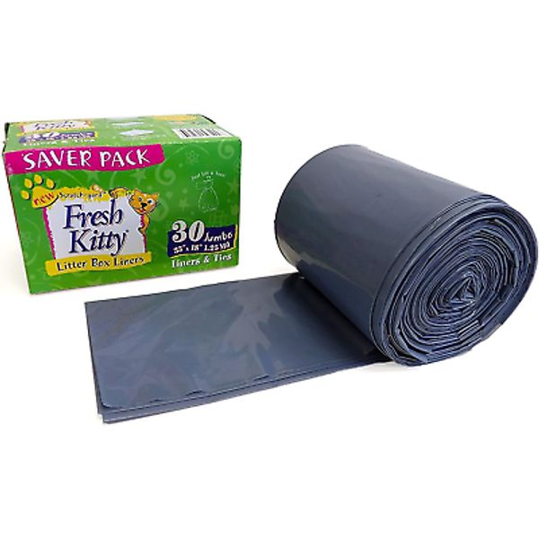 Jumbo Scented Cat Litter Box Liners 30ct - Thick, Durable, Easy Clean with Ties