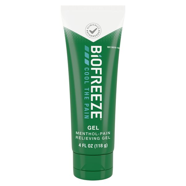 Biofreeze Menthol Pain Relieving Gel 4 FL OZ Tube Topical Pain Relief For Sore Muscles, Arthritis, Simple Backaches, And Joint Pain (Packaging May Vary)