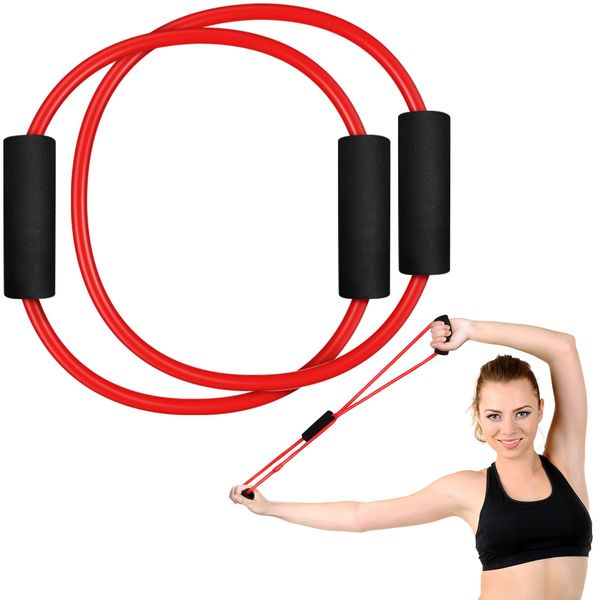 Seenelling Barre Double Tube Red Resistance Band Exercise Tubes for Home Pilates Barre Workout