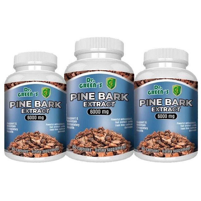 BOTTLES PINE BARK EXTRACT 60 X 3 = 180 CAPS 6000 mg/C like Pycnogenol