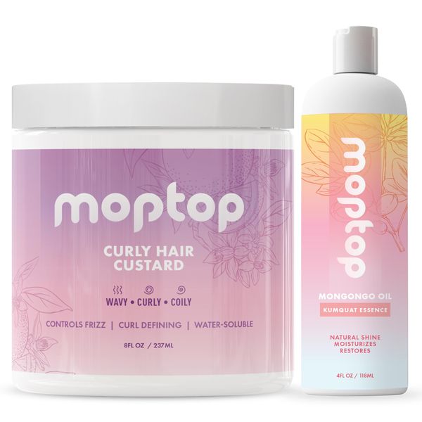 MopTop Curly Hair Gel + Mongongo Oil, Curly Hair Bundle for Frizz-Free, Soft & Defined Curls, No Crunch or Flakes, Natural Ingredients, Works for Wavy, Curly & Kinky-Coily Hair Textures