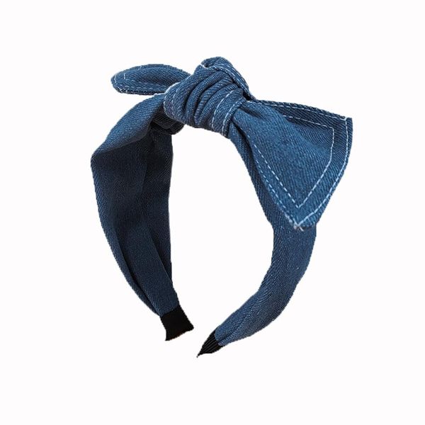 VASANA Blue Denim Headbands Bowknot Hair Hoop Non-Slip Wide Top Knot Head Band Fashion Hairbands Womens Hair Accessories