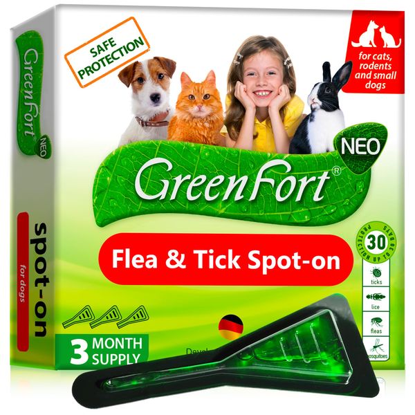 Flea and Tick Prevention for Small Dogs & Cats, Rabbits - Natural Flea Treatment & Pest Control - Topical Flea & Mosquito Repellent for Puppy and Kitten - All Pets