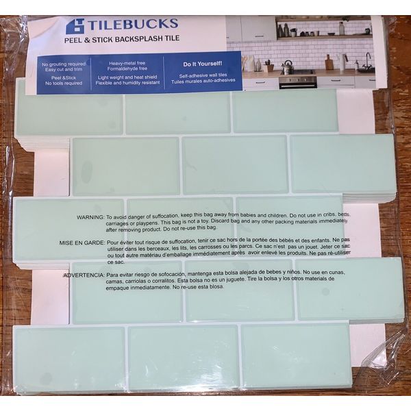 Tilebucks Peel & Stick Subway Wall Tile Panels 10 Sheets Thicker Version LtGreen