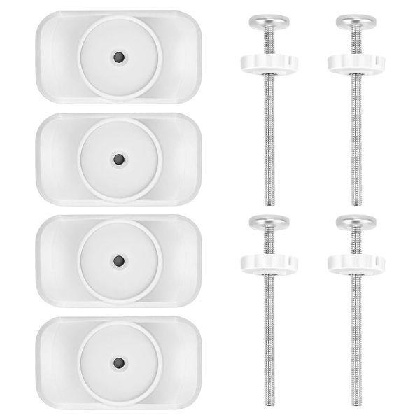 Lotvic 8 Pcs Baby Gate Extension Kit, 4 Pcs Baby Gate Wall Protector with 4 Pcs Pressure Mounted Baby Gate Threaded Spindle Rods for Baby Gate Extension, Stair Gate Extension, Pet & Dog Gate Extension