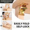 4 Pack Folding Brackets, Self-Lock Hinge with Screws for Folding Table Legs, Lock Extension Support Bracket Bed Legs, Gold