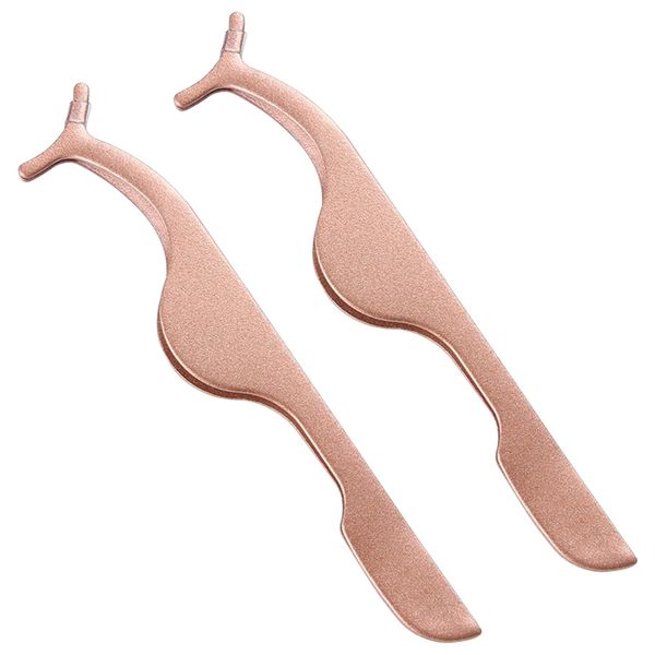 SWYSGS 2PCS False Eyelash Applicator Tool Acciaio Inox Pinzette Ciglia Remover Clip Strumenti di Trucco (Oro Rosa)