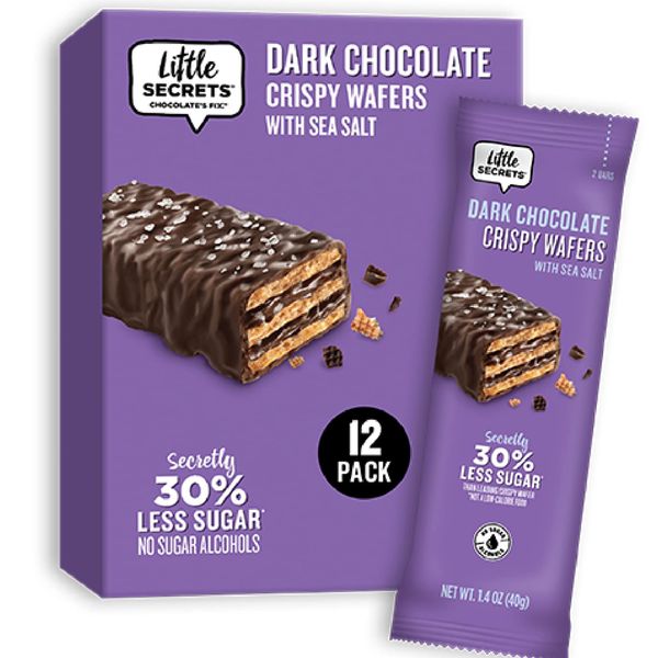 Little Secrets | Crispy Wafers | 30% Less Sugar | Guilt-Free | Nothing Artificial (Dark Chocolate & Sea Salt, 12-Pack (12 Full Size Bars))