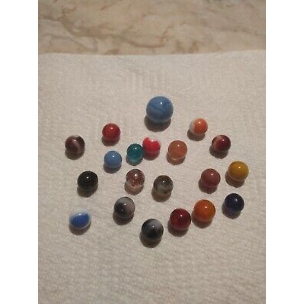 20 Vintage Marbles Some Glow Includes 1 Shooter