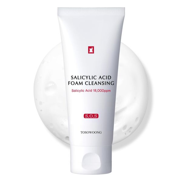 TOSOWOONG Salicylic Acid Foam Cleanser for Oily Skin, 18,000ppm Salicylic Acid, Deep Pore Cleansing, Face Wash For Breakouts, Exfoliating Cleanser, Korean Skin Care, 100ml, 3.38 fl. oz.