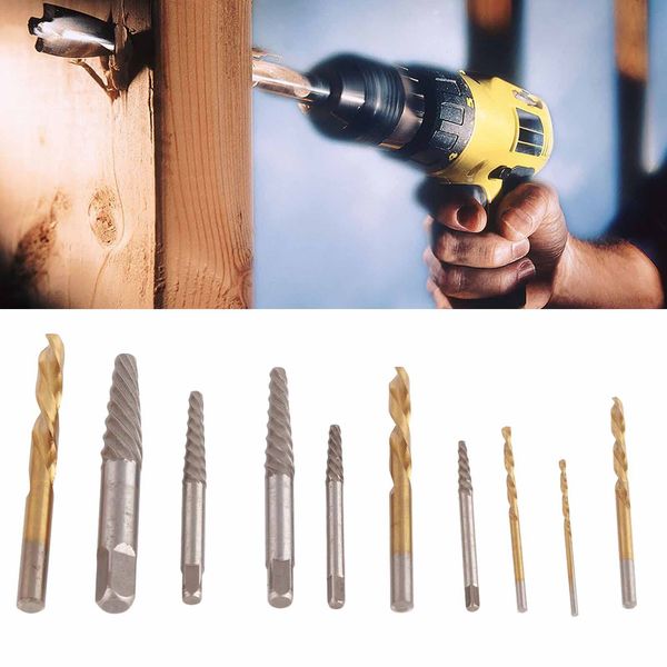 10PCS Screw Extractor and Left Hand Cobalt Drill Bit Set, Damaged Screw Remover Drill Extractor Combination Set with Storage Case
