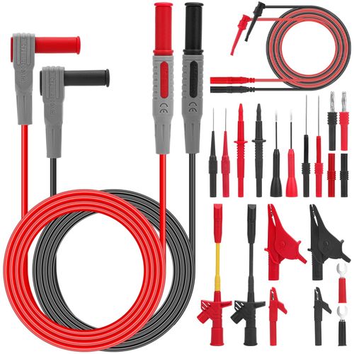 SUNJOYCO 24Pcs Multimeter Test Leads, Alligator Clips, Test Hooks, Replaceable Multimeter Probes 1000V 10A CAT III for Fluke Voltmeter