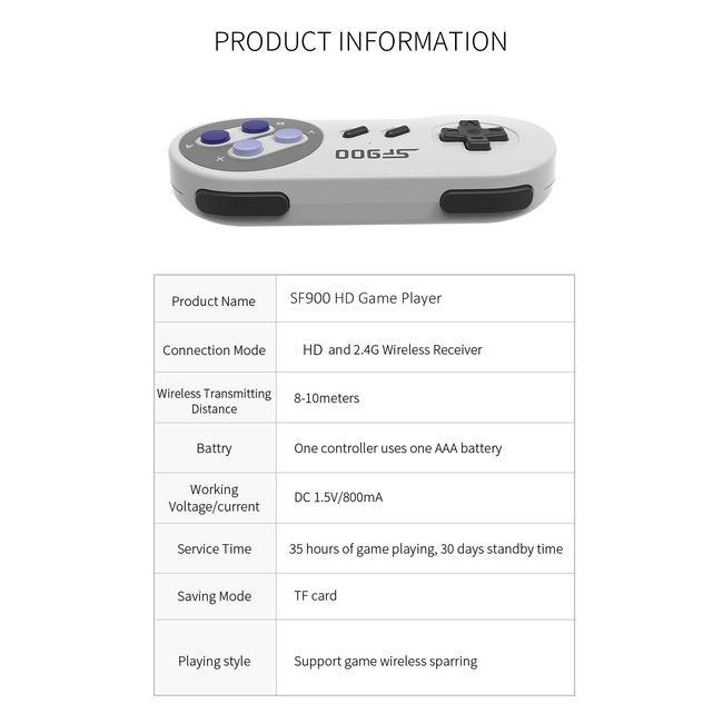 Dropship SF900 Retro Game Console HD Video Game Stick With 1500