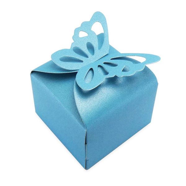 AKORD Butterfly Wedding Favour Boxes Candy Gift Boxes 50pcs (Light Blue)