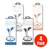 [4 Pack] Sentry Stereo Noise Isolation Earbuds, 3.5mm Plug, 4' Cord