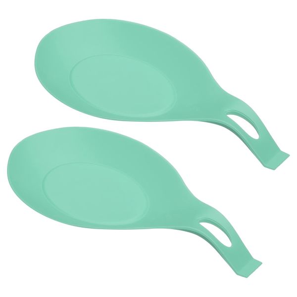 uxcell Spoon Rest Silicone Turquoise Heat Resistant Kitchen Utensil Holder for Counter Stove Top Spatula Ladle 195mm x 95mm 2pcs