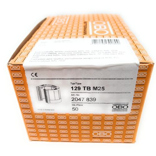 OBO M25 Divisible Pipe End Grommet Light Grey Pack of 50