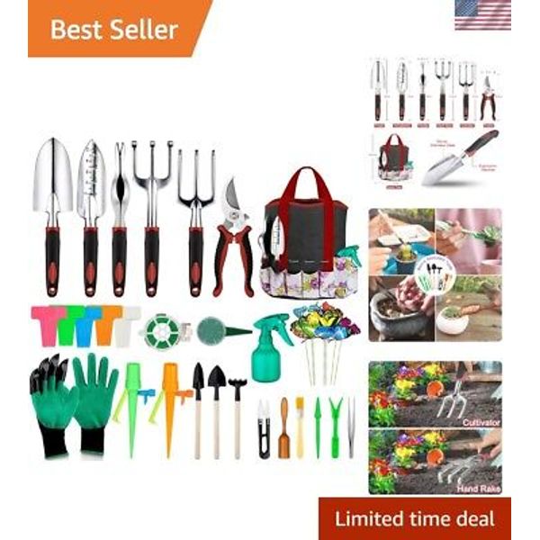 Garden Tools Set 83 Piece Succulent Tools Set Included, Heavy Duty Aluminum G...